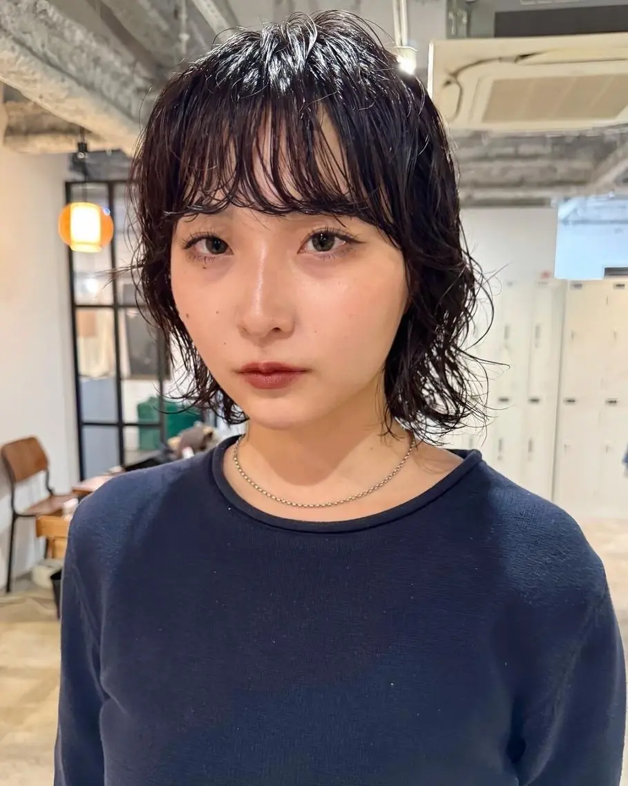 ミディアム パーマ カラー ショートボブ ミディアムパーマ アディクシーカラー ブリーチ ケアブリーチ カット ヘアカラー CEINE+ officialのヘアスタイル