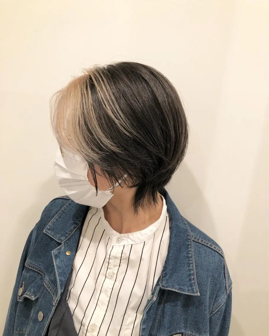 ショート カラー ミストバング ブリーチ  フェイスフレーミング ニュアンスカラー🫧 加納のヘアスタイル