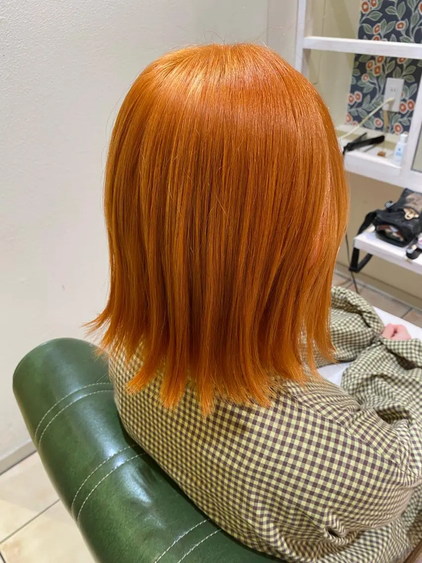 ミディアム カラー ブリーチ オレンジ カット ヘアカラー トリートメント さこだ しょうた 【副店長】のヘアスタイル