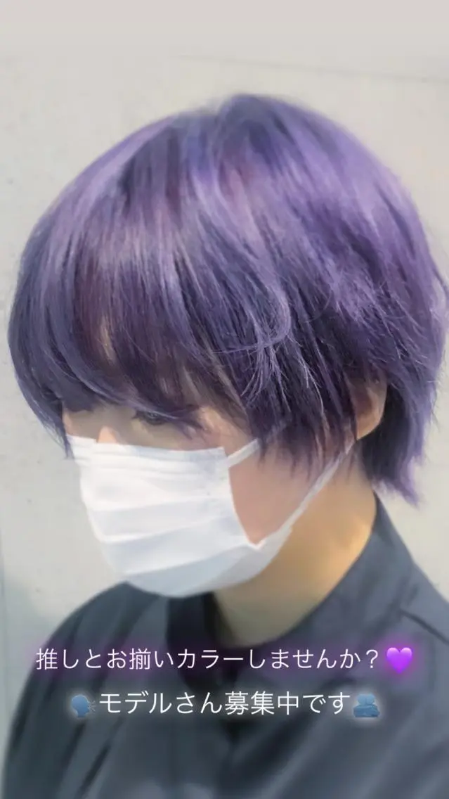ショート カラー ヘアアレンジ 外ハネヘア アニメ髪・ウルフ🦇 樋口莉夏のヘアスタイル