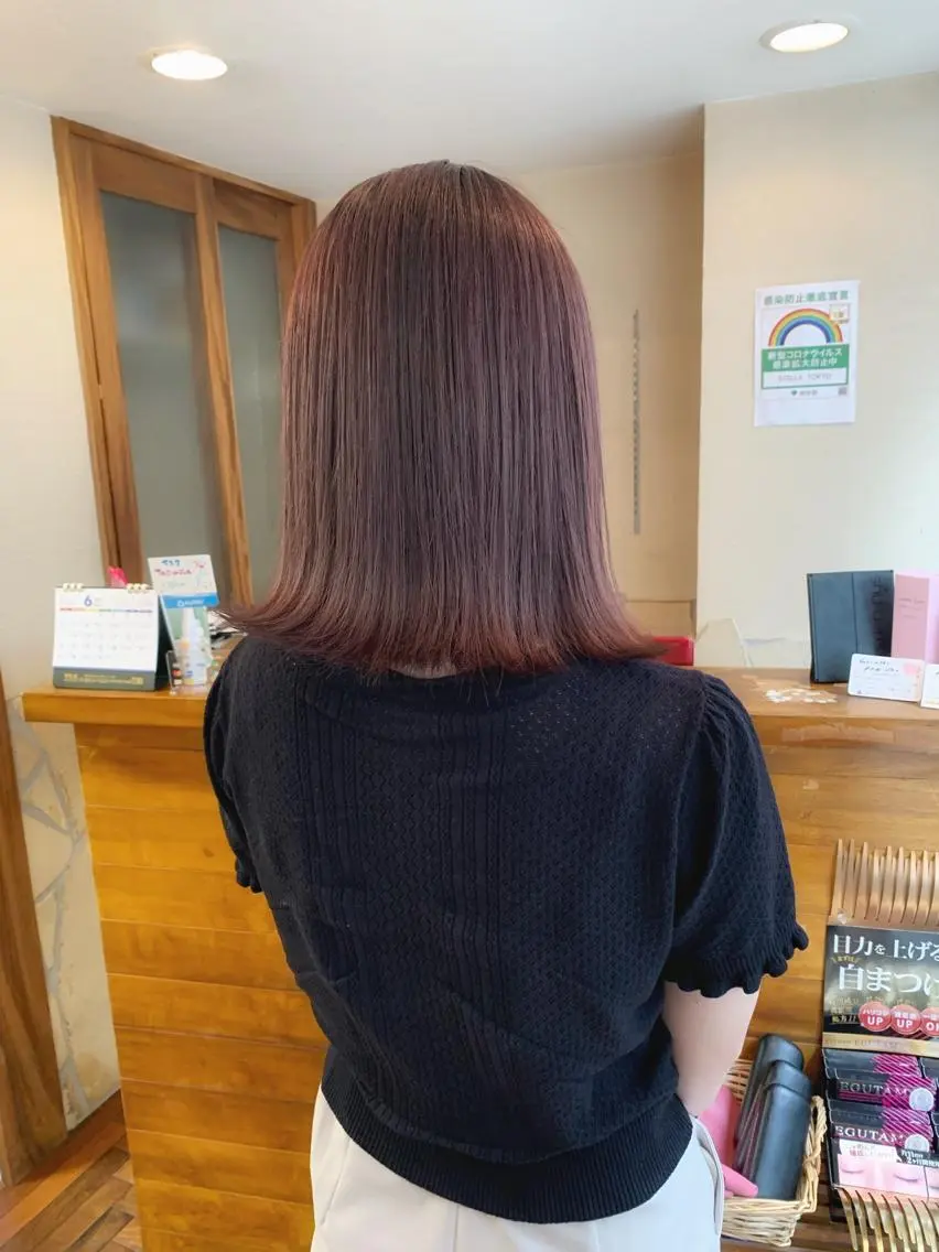 ミディアム カラー ブラウンカラー ピンクカラー ピンクブラウン 矢野 晃平のヘアスタイル