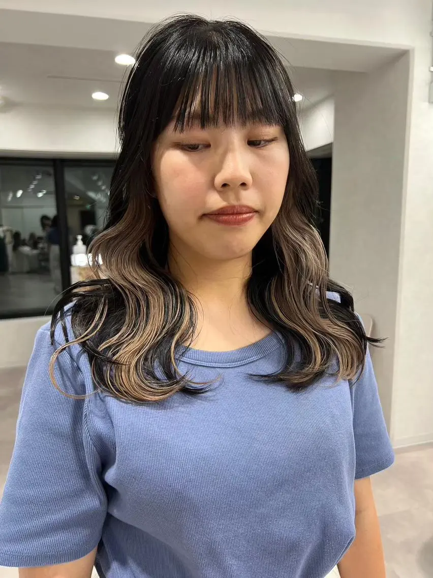 セミロング カラー ハイライトカラー ハイライト うる艶/ハイトーン 🎀hina🎀のヘアスタイル