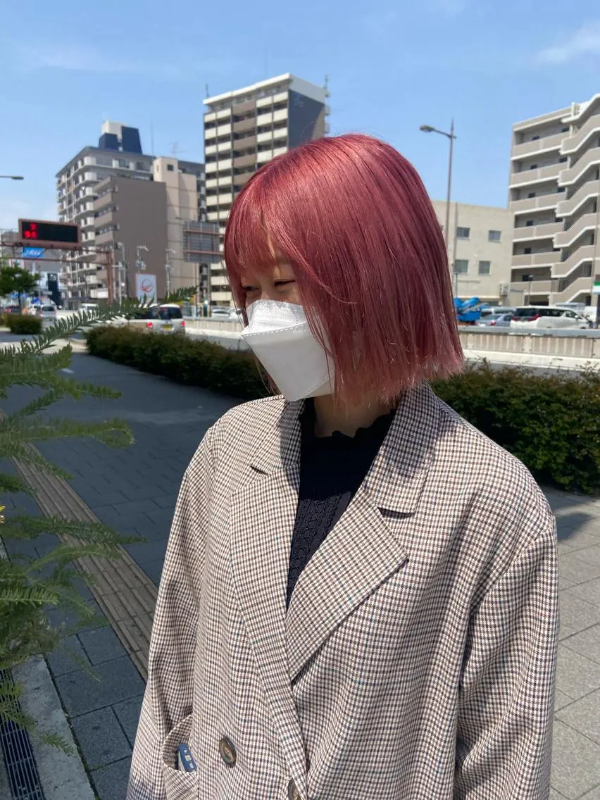 カラー ブリーチ 酸性縮毛矯正 Coreすずのヘアスタイル