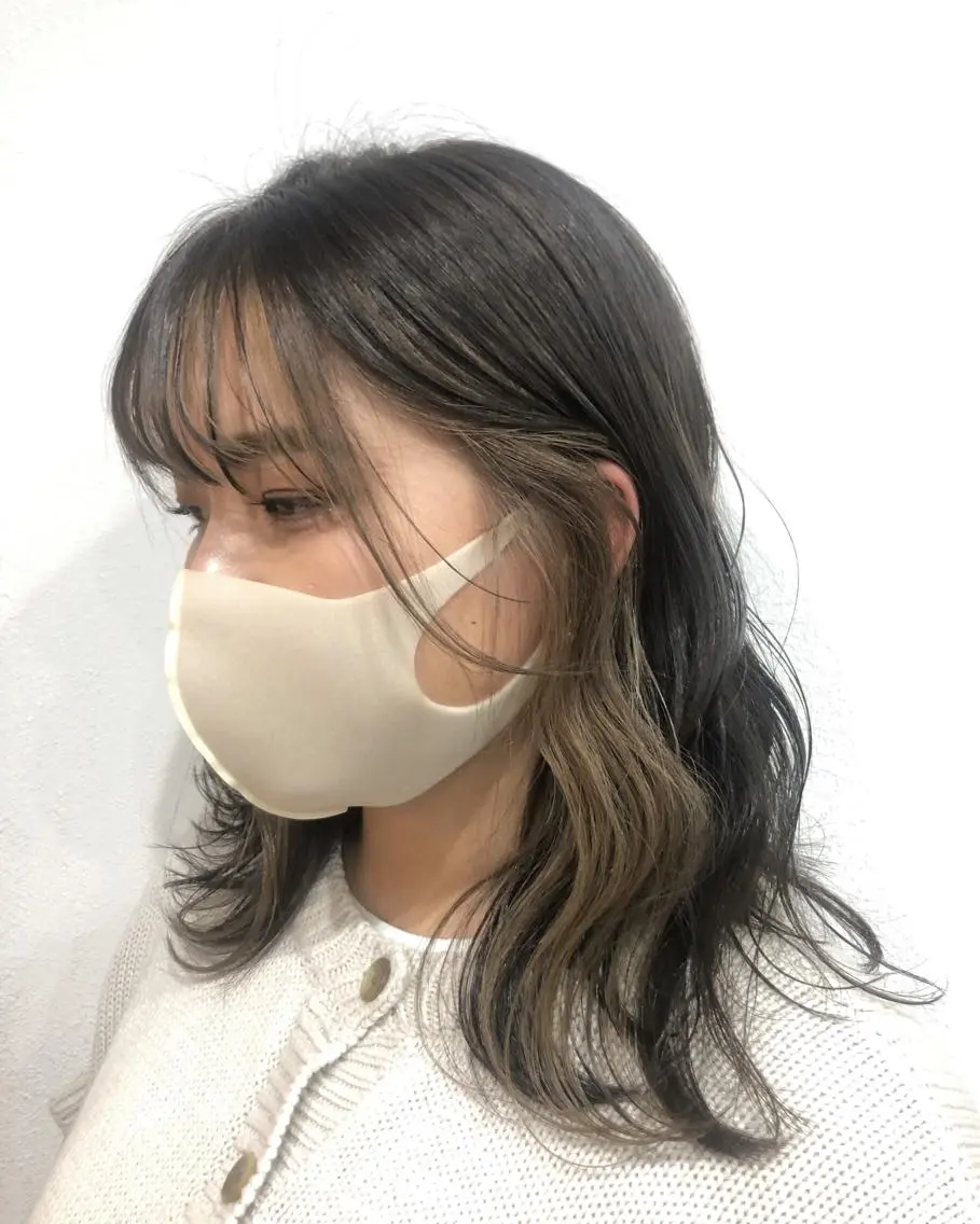 セミロング ミストバング カラーモデル募集 吉原佳穂💗のヘアスタイル