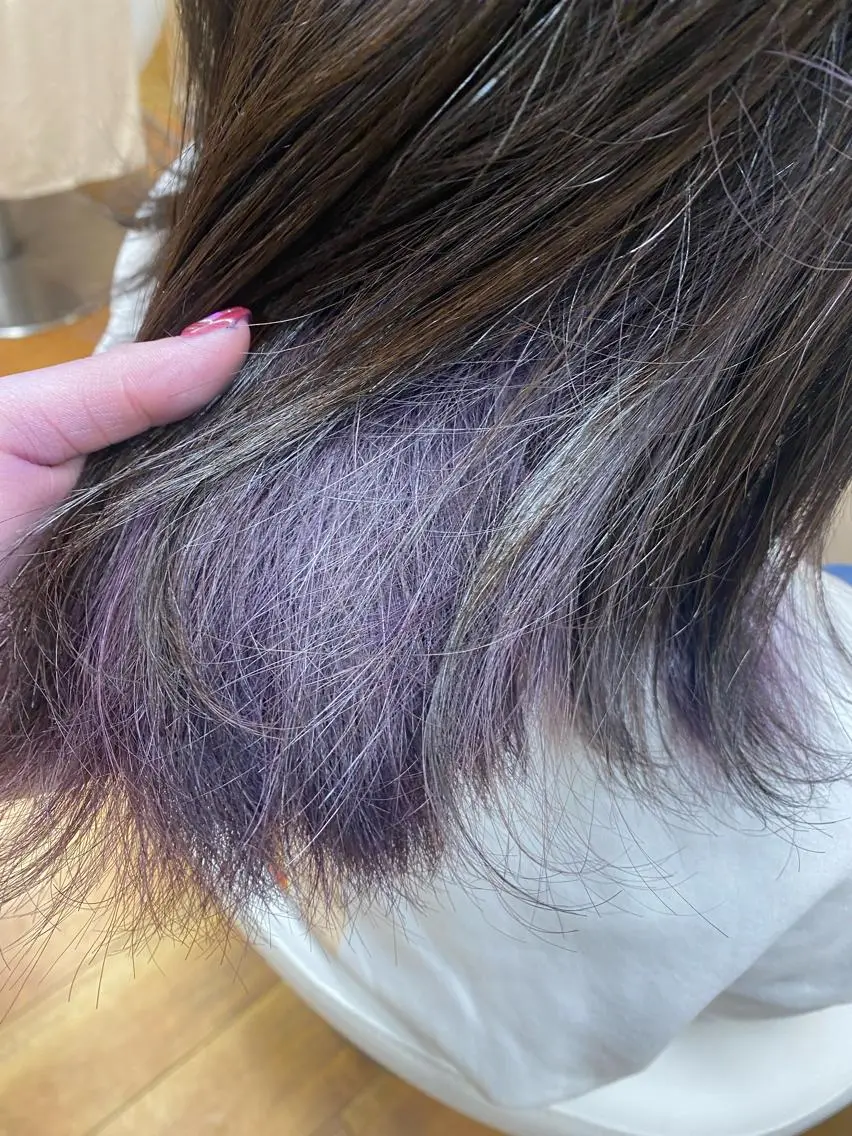 セミロング カラー インナーカラー パープルカラー sagedoue MIZUKI✂️のヘアスタイル