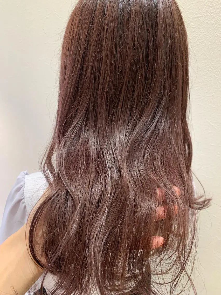 セミロング カラー ブラウンカラー ピンクカラー ピンクブラウン hubhair レイヤー/透明感のヘアスタイル