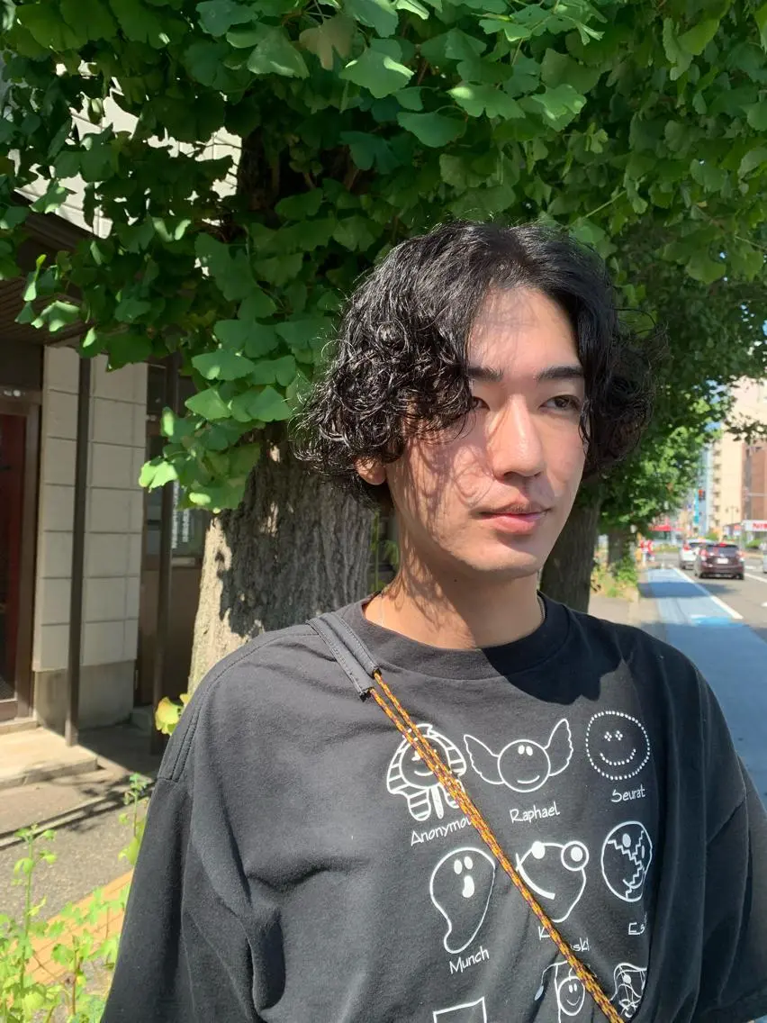 ミディアム パーマ メンズ カット パーマ 宮嶋 勇輔のヘアスタイル