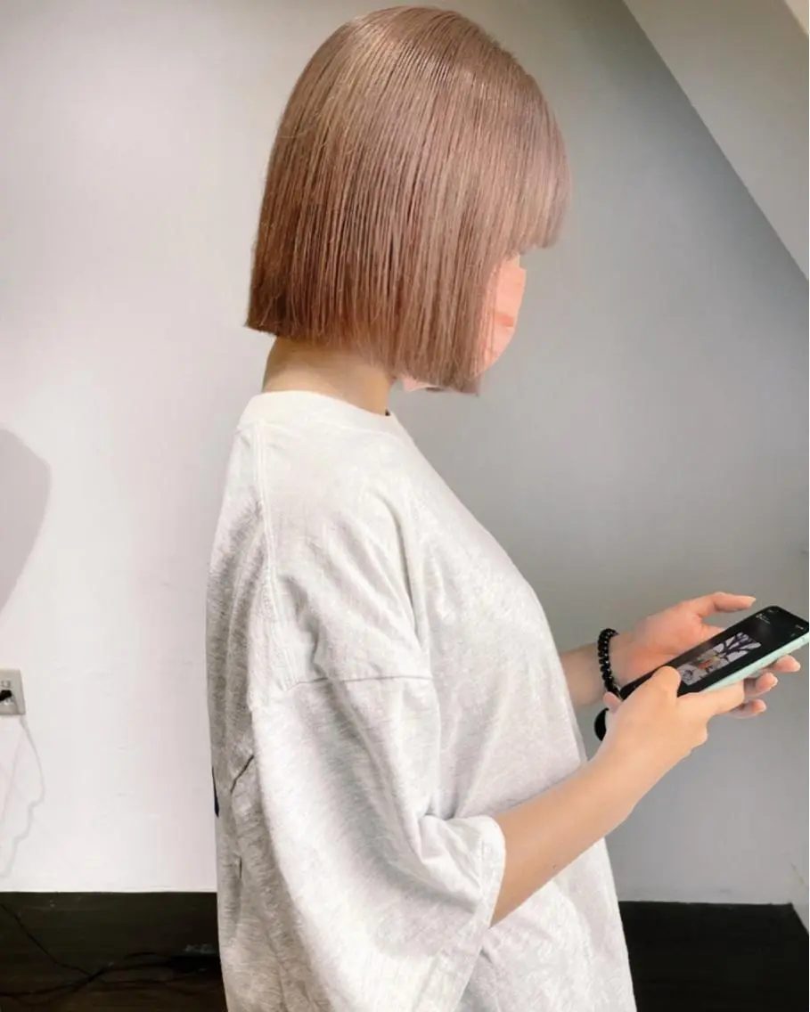 ショート カラー ベージュカラー ミルクティーベージュ ボブ 🧡色落ちまで2度 楽しめる🧡ヨシキのヘアスタイル