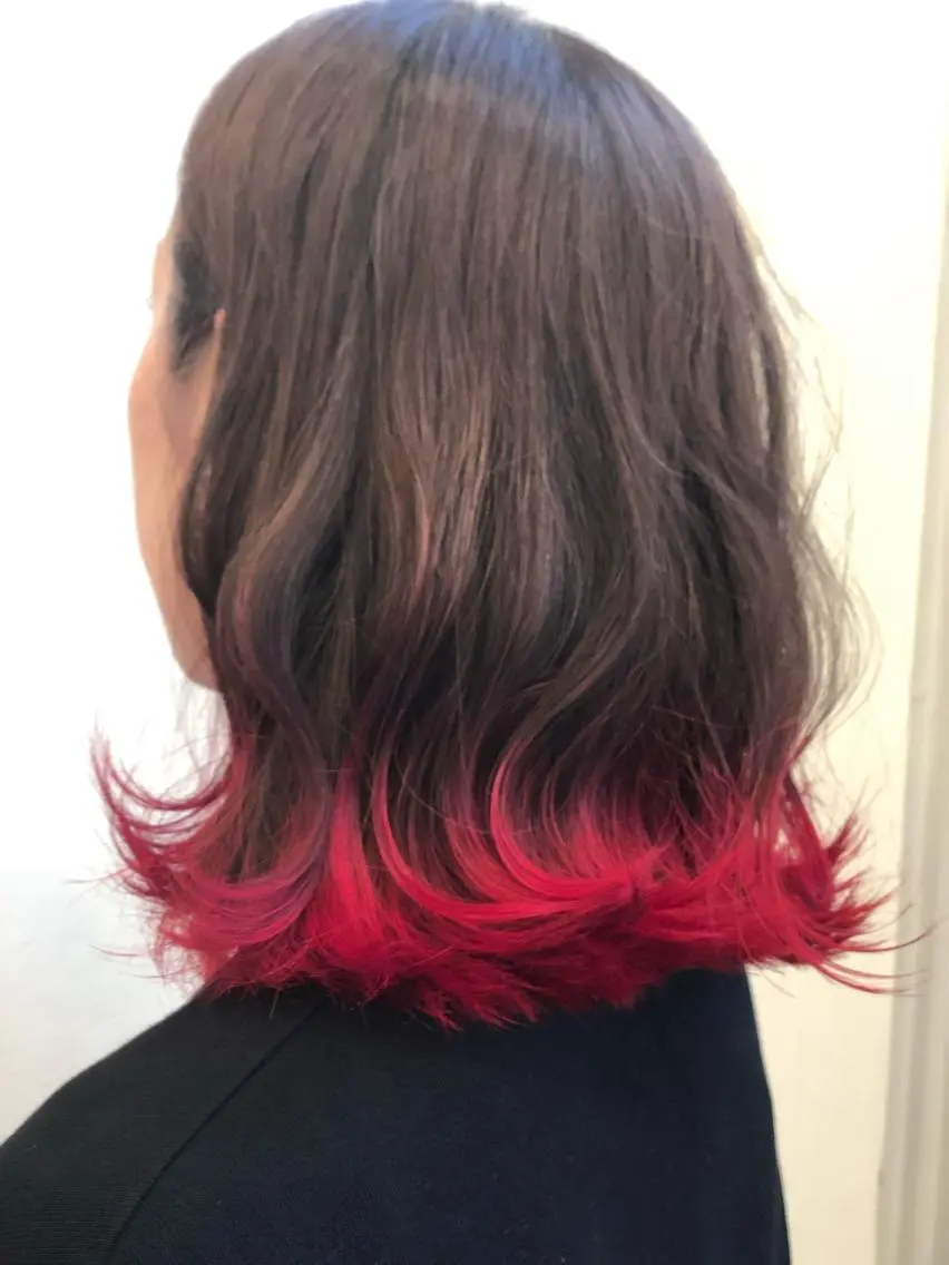ミディアム カラー ヘアアレンジ ブリーチ レッドカラー トリートメント 鳴海 悠のその他イメージ