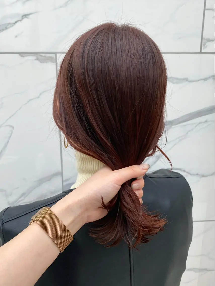 ミディアム カラー ブラウンカラー レッドカラー レッドブラウン 韓国ヘア☁️ mitsukiのヘアスタイル