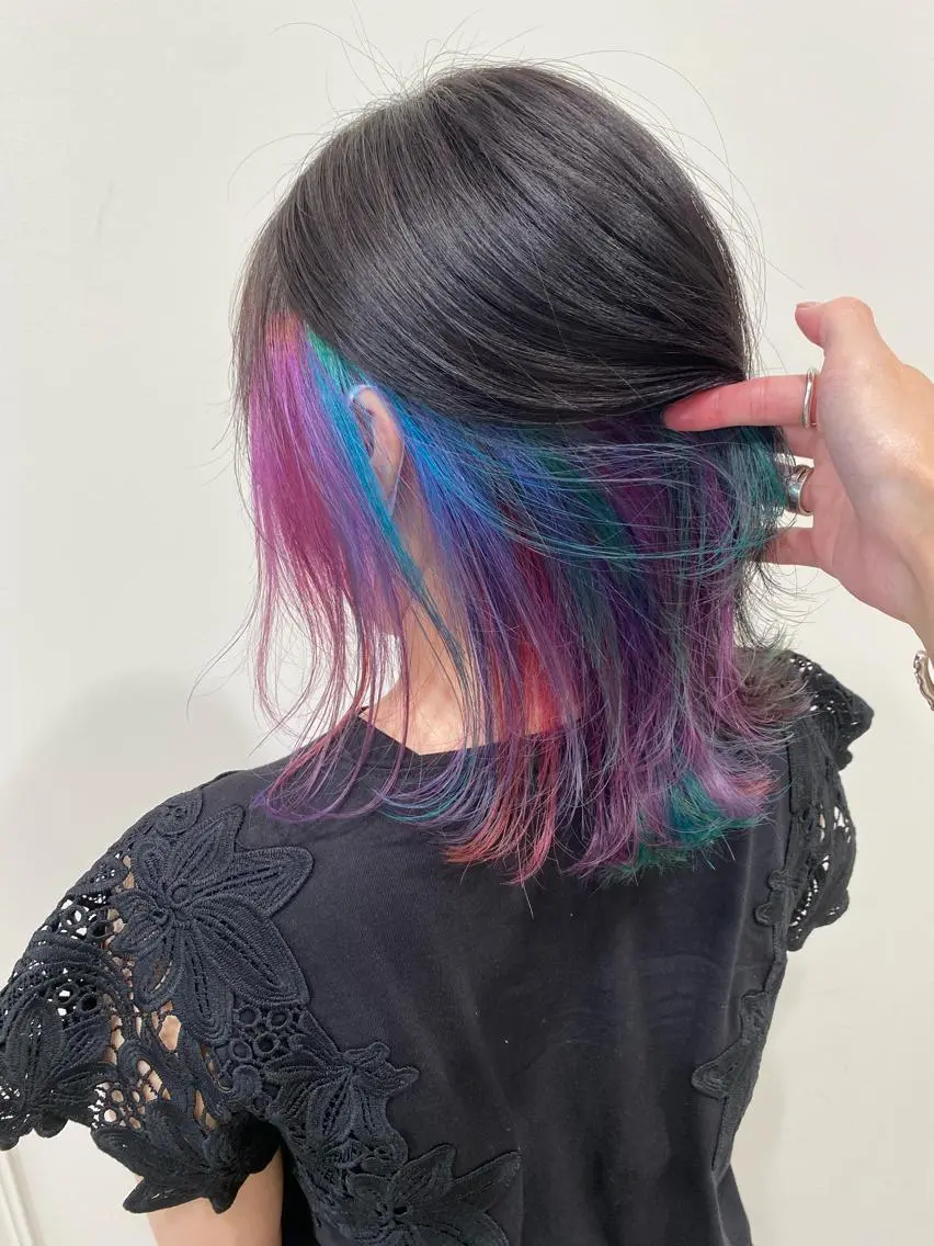ミディアム カラー ハイトーンカラー🌈 メンズパーマ鈴木康平のヘアスタイル
