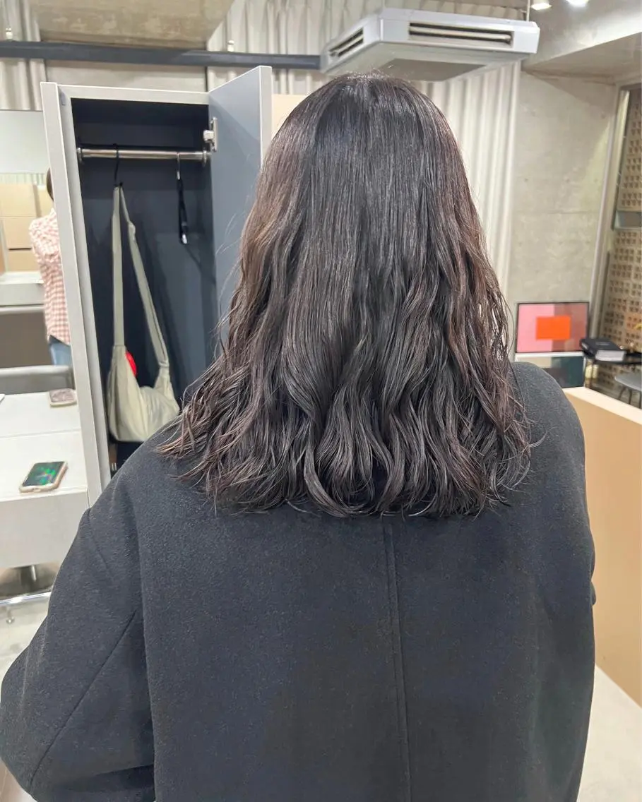 ミディアム パーマ カット パーマ トリートメント ボブパーマコテ巻き風 パーマNo1深江秀平のヘアスタイル