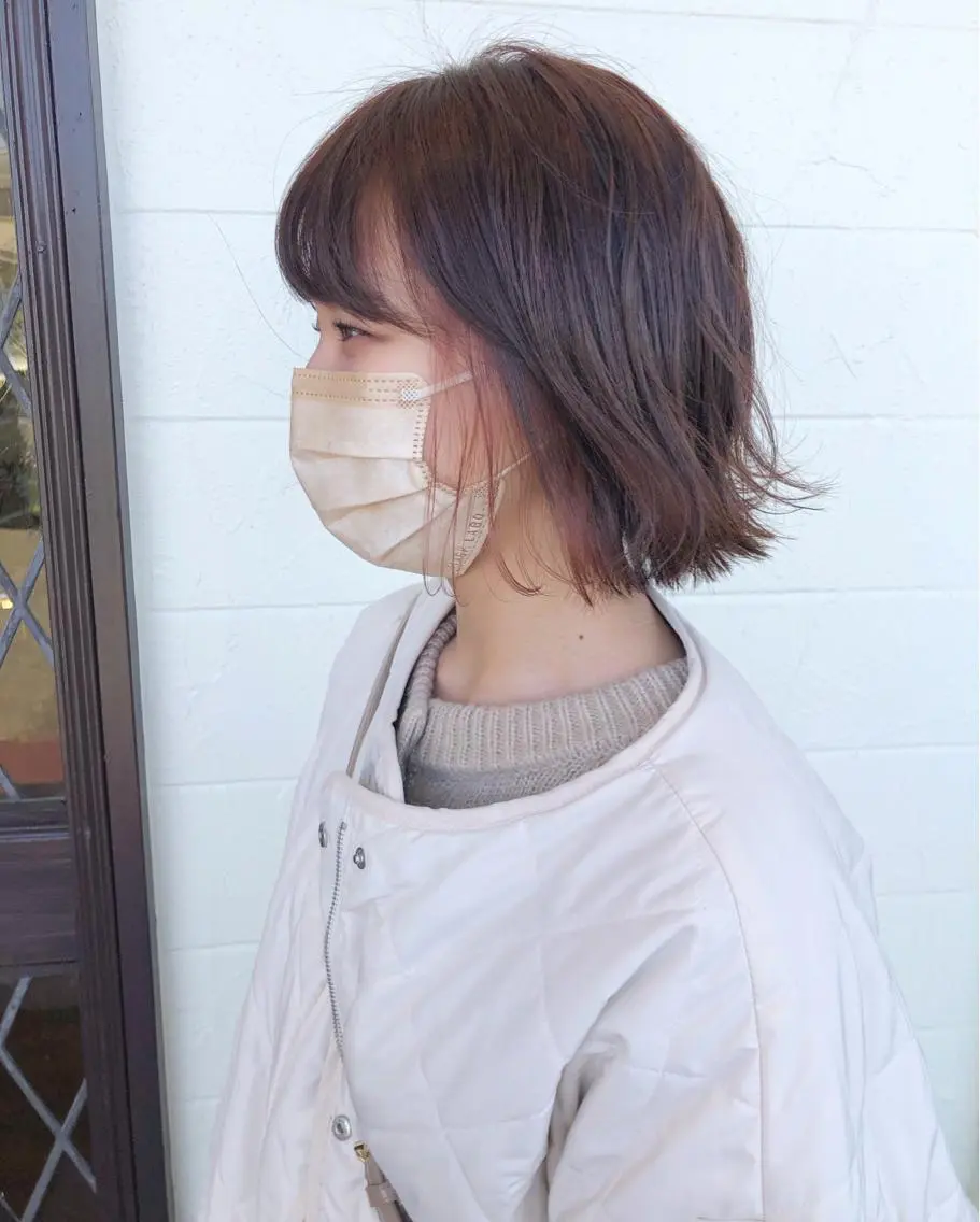 ショート カラー イヤリングカラー ピンクカラー カット ヘアカラー 江原 彩華のヘアスタイル