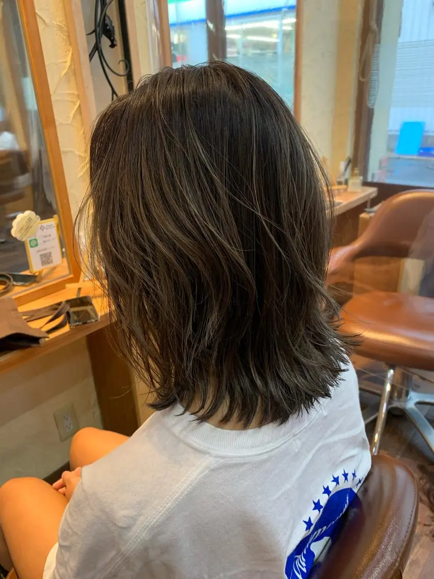 ミディアム カラー パーマ ヘアアレンジ メンズ キッズ ネイル マツエク・マツパ 髪質改善 艶髪🔵フセナオヤのヘアスタイル