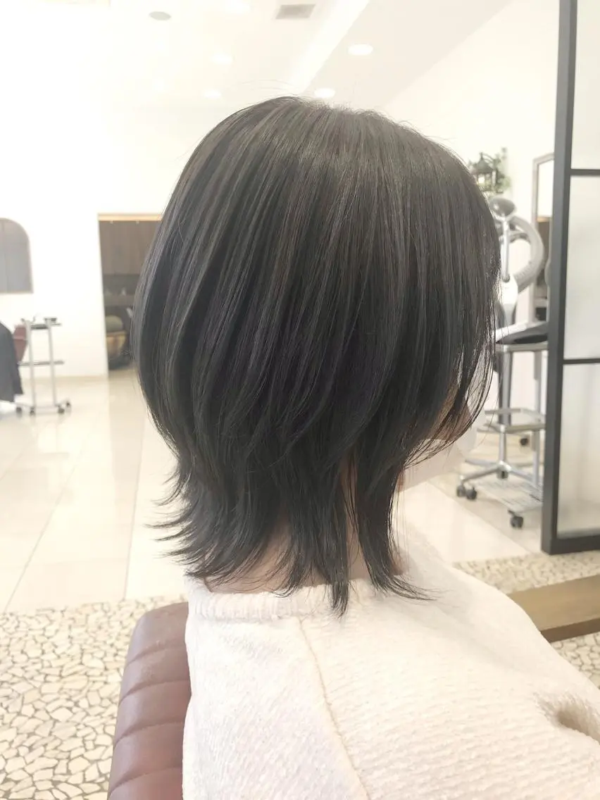 ミディアム ボブレイヤー ボブ レイヤーカット 外ハネヘア カット トリートメント 中野 克也のヘアスタイル