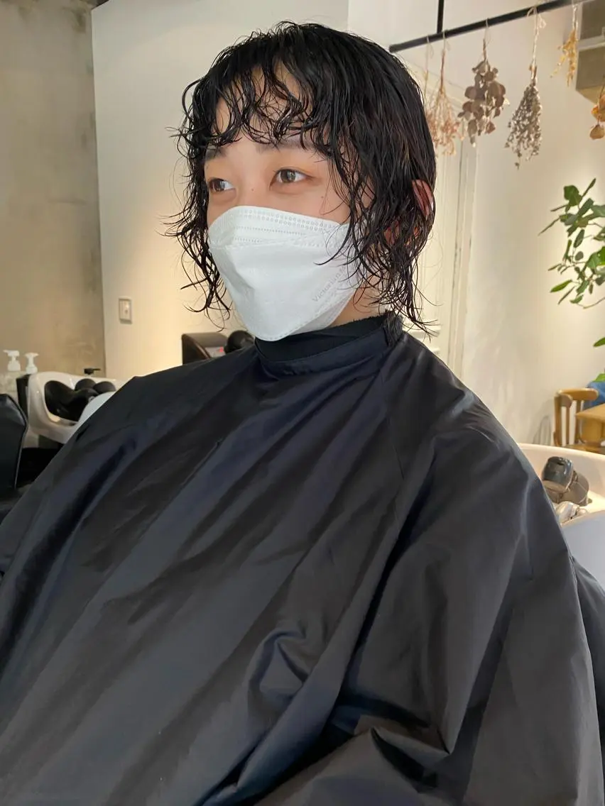 セミロング カラー パーマ ヘアアレンジ メンズ キッズ ネイル マツエク・マツパ メンズパーマ セミロングパーマ パーマスタイル🔅 sayacaのヘアスタイル