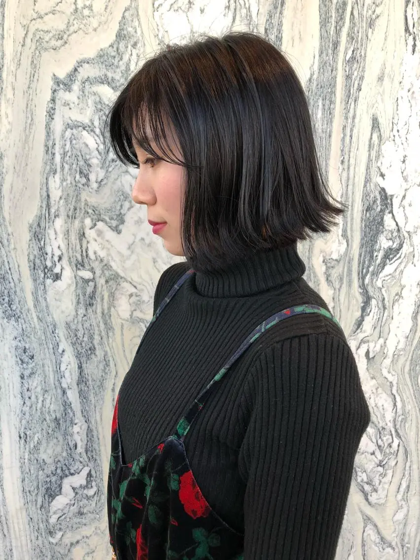 ミディアム 切りっぱなしボブ ボブ カット ニシヤマ コウヘイのヘアスタイル
