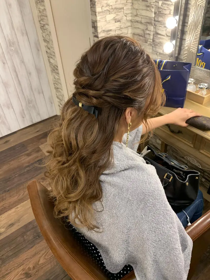 ロング ヘアアレンジ ハーフアップ hair make  Lucciのヘアスタイル