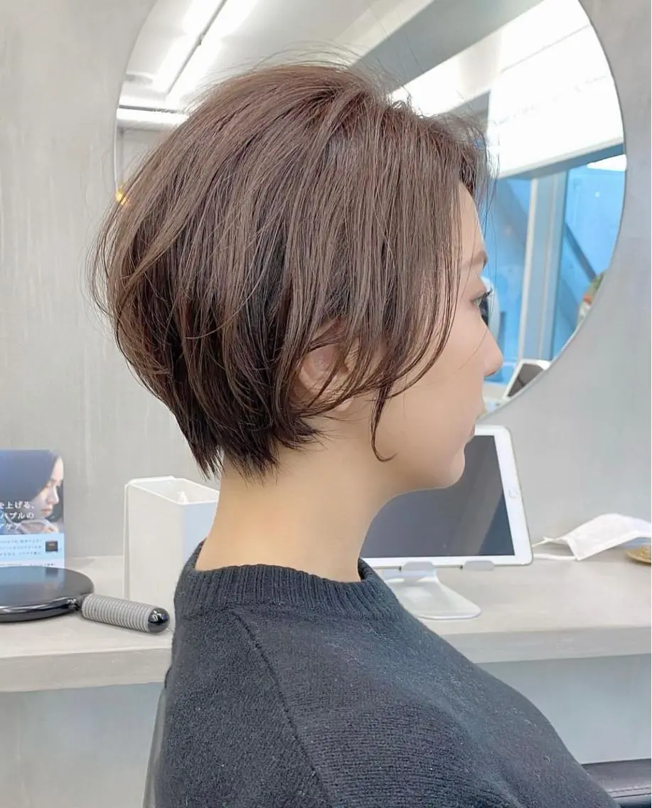 ショート カラー ショートヘア カット ヘアカラー トリートメント 👑ボブはお任せ ミヤノ👑のヘアスタイル