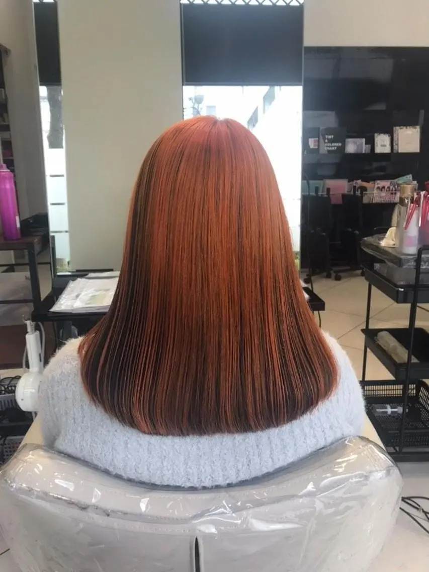 ミディアム カラー オレンジ あらげ 🌈推しカラー🌈ᵕのヘアスタイル