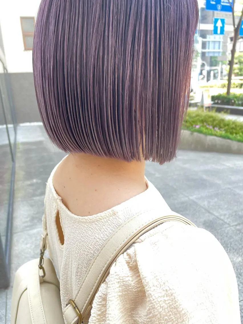 ミディアム カラー パーマ ヘアアレンジ メンズ キッズ ネイル マツエク・マツパ ベージュカラー ラベンダーカラー ラベンダーベージュ カット ヘアカラー トリートメント tatsumi/ボブ ウルフ/レイヤーのヘアスタイル