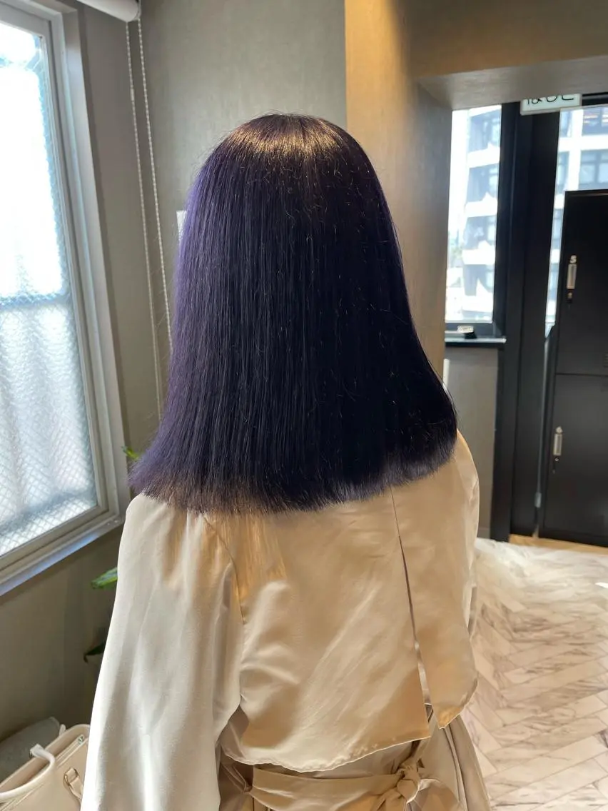 ミディアム カラー ディープラベンダー ラベンダーカラー 高品質シールエクステ /艶髪/HIROのヘアスタイル