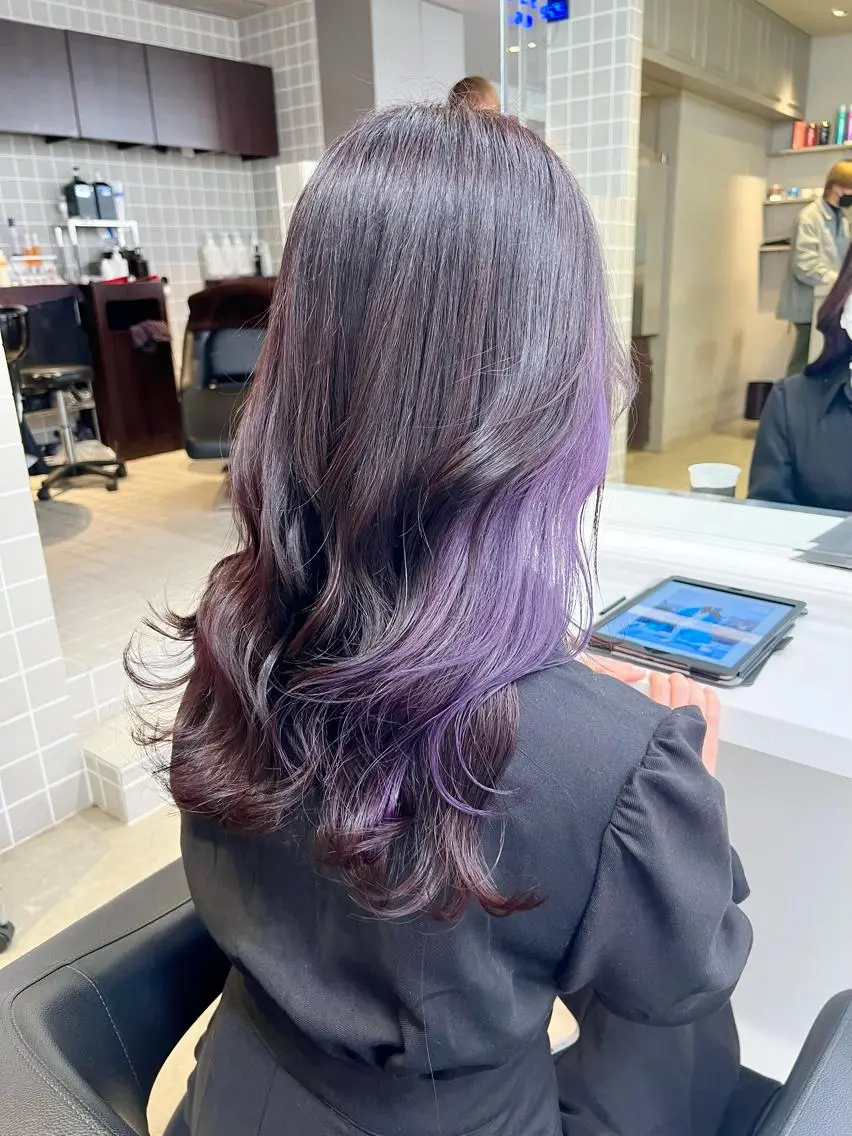 セミロング カラー パーマ ヘアアレンジ メンズ キッズ ネイル マツエク・マツパ アイブロウ 上品＆韓国風 🥀海心🥀のヘアスタイル