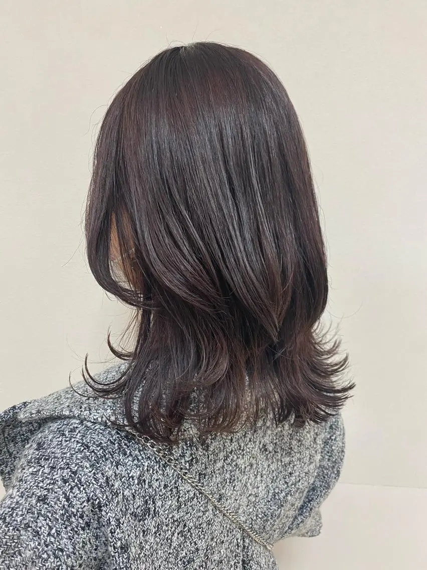 セミロング カラー ヘアアレンジ ブラウンカラー ピンクカラー ピンクブラウン レイヤーカット ウルフカット enurk店 🍋 M I K U  *のその他イメージ