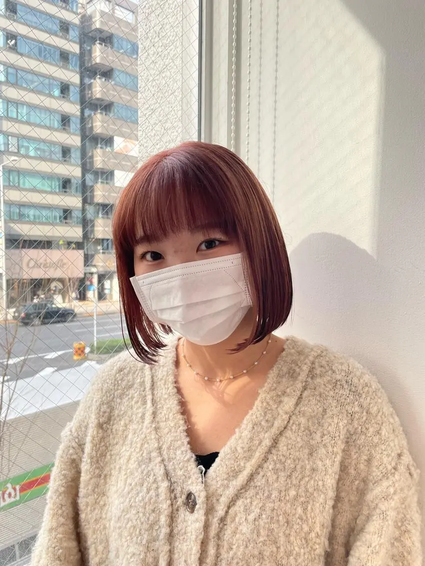 ミディアム カラー ベージュカラー ピンクカラー ピンクベージュ 愛結 暖色カラー🎀🩰のヘアスタイル