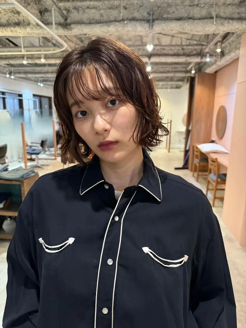 ミディアム カラー パーマ ヘアカラー CEINE PATHのヘアスタイル
