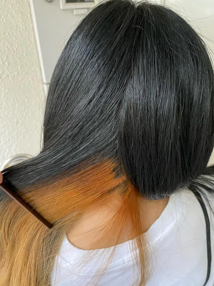 ロング カラー ブルーカラー ネイビーカラー オレンジ 勝河 怜楊のヘアスタイル