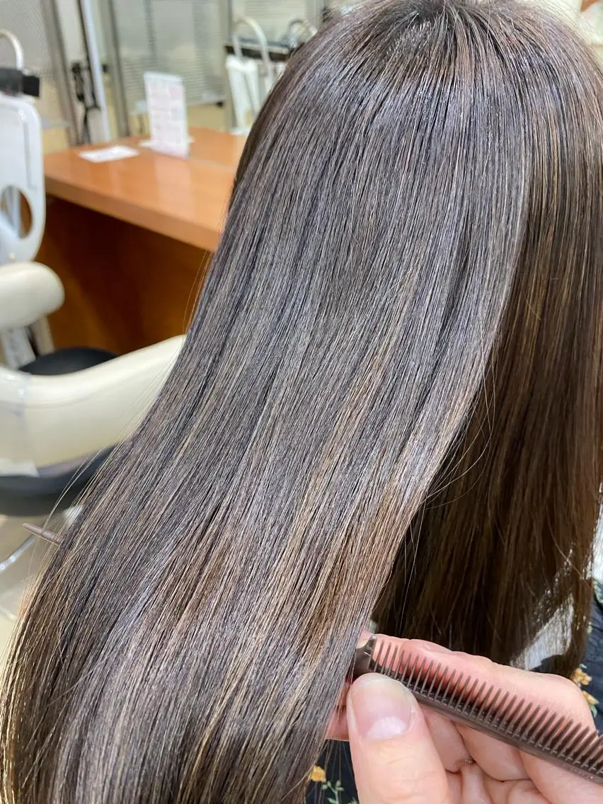 ロング 髪質改善 縮毛矯正 トリートメント 酸性ストレート カット パーマ 縮毛矯正 トリートメント コテ巻き風パーマ/ 店長/河島恭平のヘアスタイル