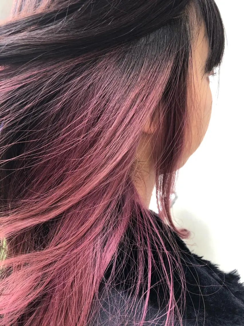 ロング カラー インナーカラー ピンクカラー 中村 幸子のヘアスタイル