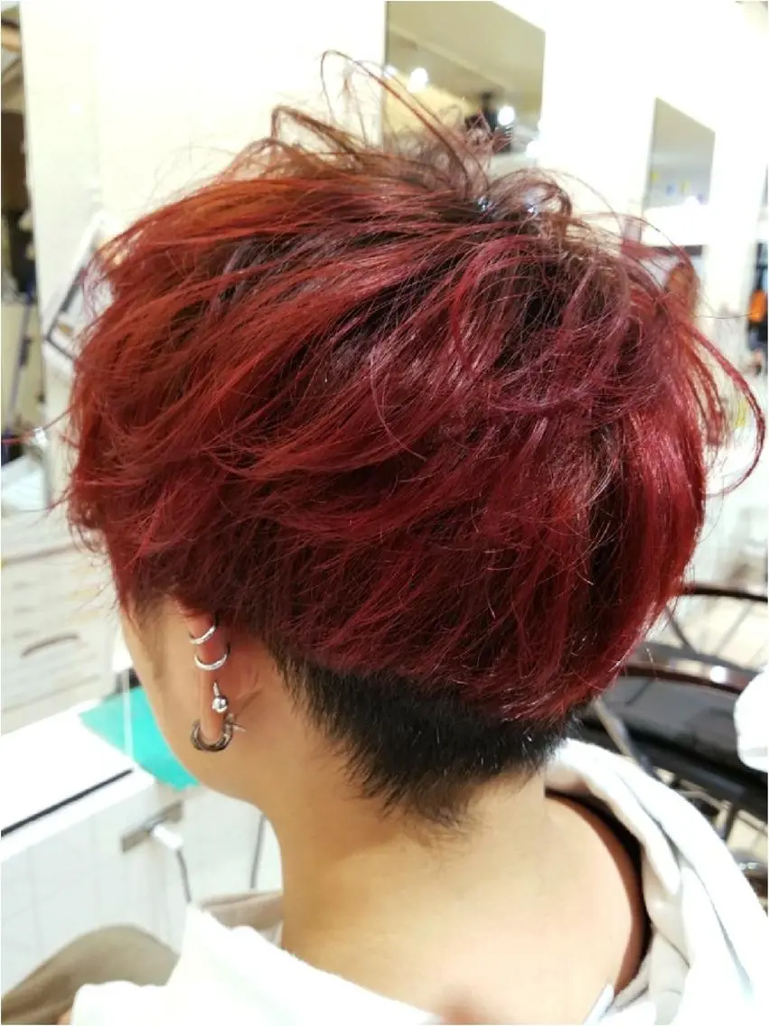 ショート カラー ヘアアレンジ メンズ レッドカラー 【髪質改善美容師】t occa茨木篠原健太のヘアスタイル