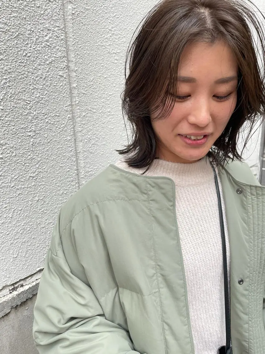 ミディアム カット ヘアカラー トリートメント ayane⭐️ボブ・ ショート・パーマのヘアスタイル