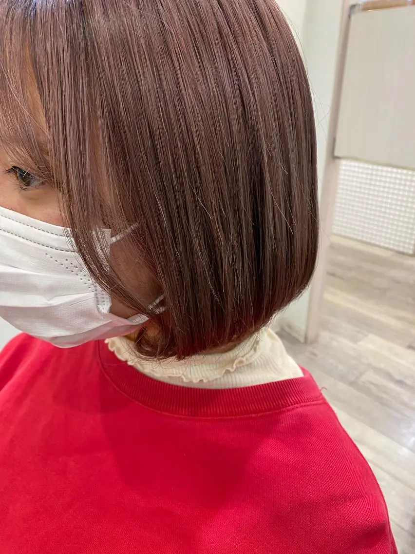 ショート カラー ブラウンカラー ダブルカラー ピンクカラー ピンクブラウン ボブ マツモト カラー/ショートボブのヘアスタイル