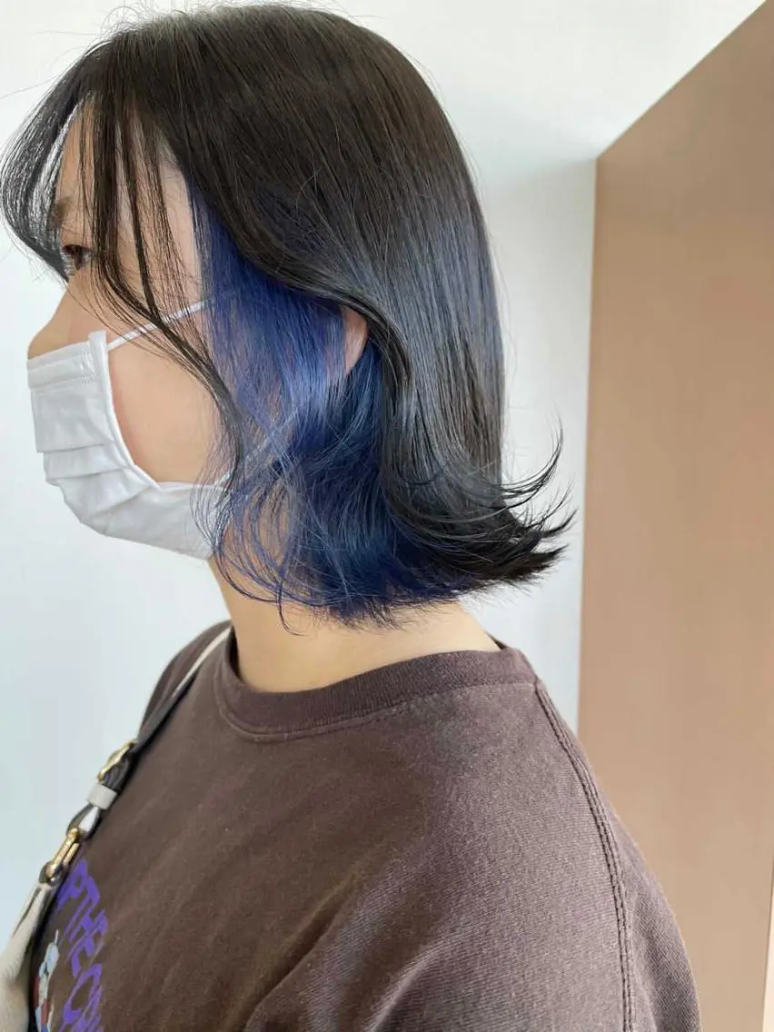 ミディアム カラー ブルーカラー karen ☺︎のヘアスタイル