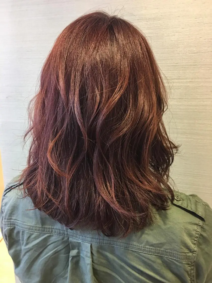 セミロング カラー ブラウンカラー ピンクカラー ピンクブラウン box mico. mutsumiのヘアスタイル