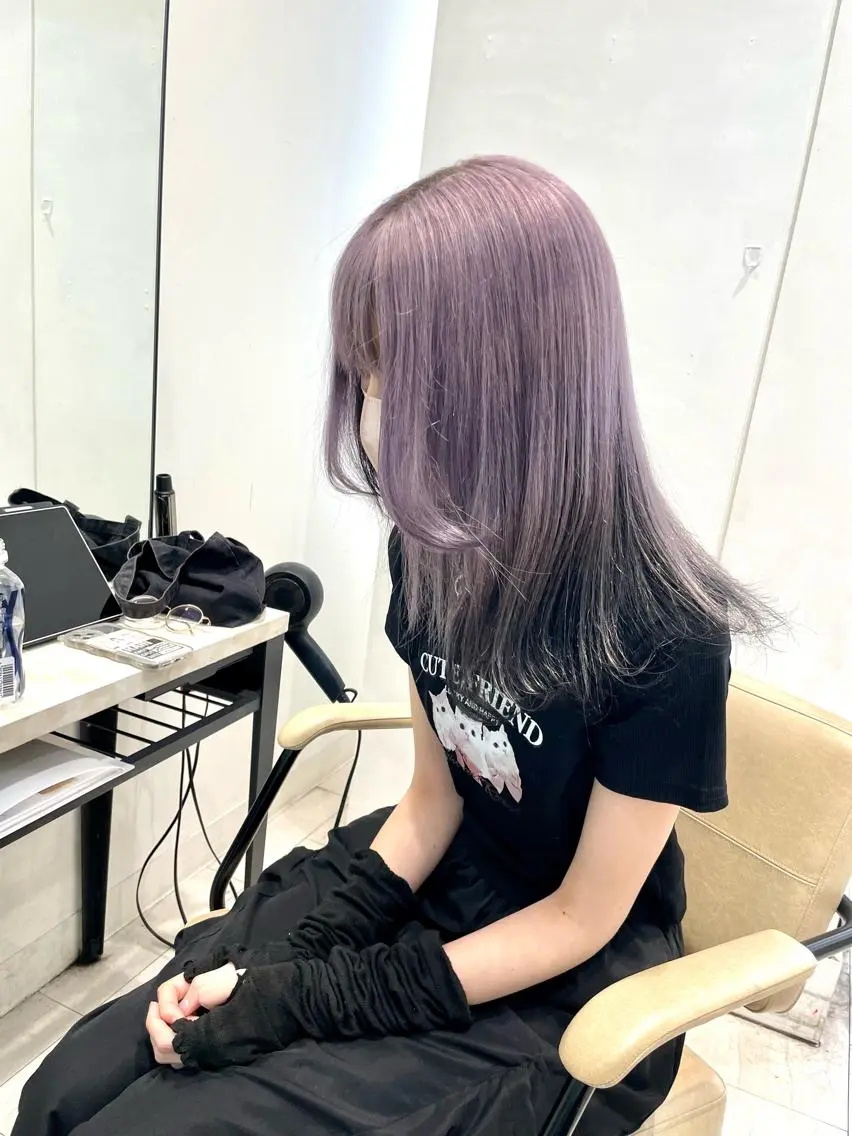 ミディアム カラー 髪質改善ストレート 韓国風レイヤー池袋のヘアスタイル