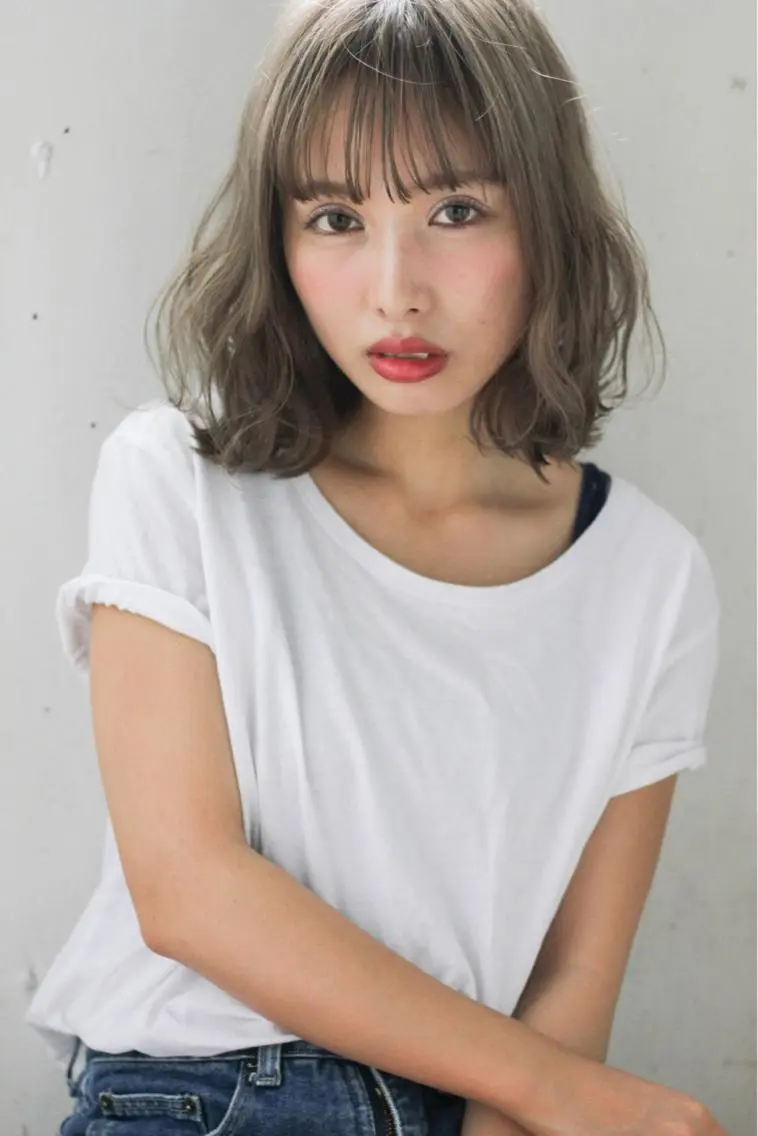 ミディアム 切りっぱなしボブ ミディアムパーマ アッシュ ボブ 外国人風カラー ショート職人 美容師【KENTA】のヘアスタイル
