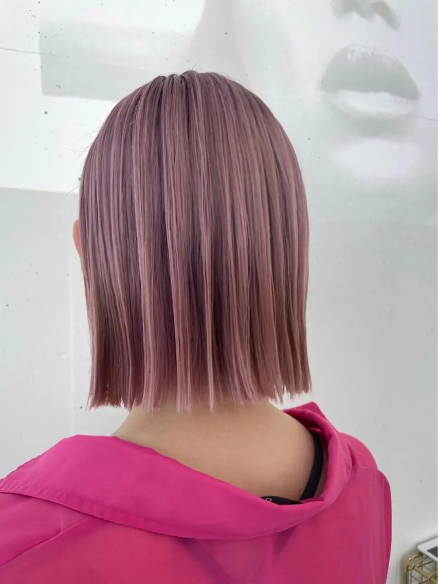 ミディアム カラー ベージュカラー ブリーチ ケアブリーチ ピンクカラー ピンクベージュ レイヤーカット💖 Kaedeのヘアスタイル
