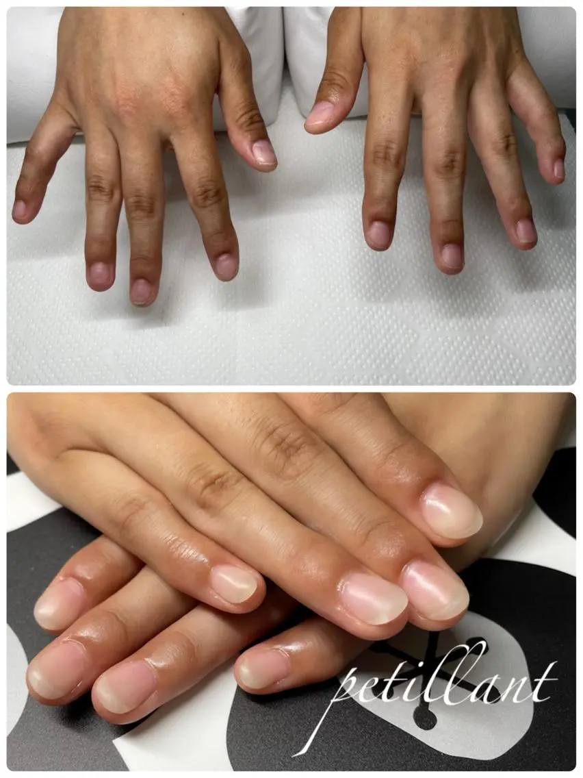 ネイル クリアネイル 長さ出し ジェルネイル マットネイル nail salon petillantのネイルデザイン
