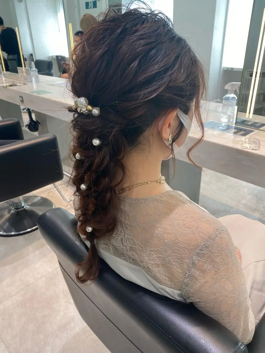 ロング ヘアセット 🐩透明感ミルクティ ーピンクニイナ🐩のヘアスタイル