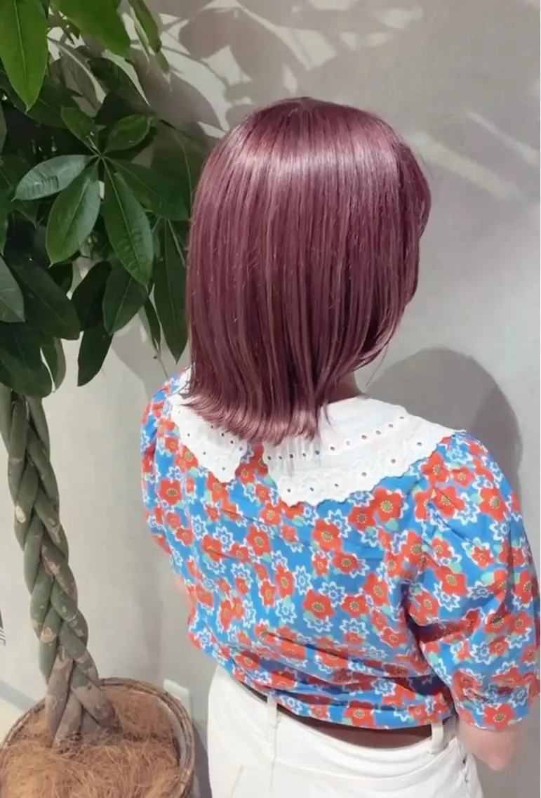ミディアム カラー ヘアアレンジ ピンクカラー ローズカラー 髪質改善_WHITE RYUSUKEのヘアスタイル