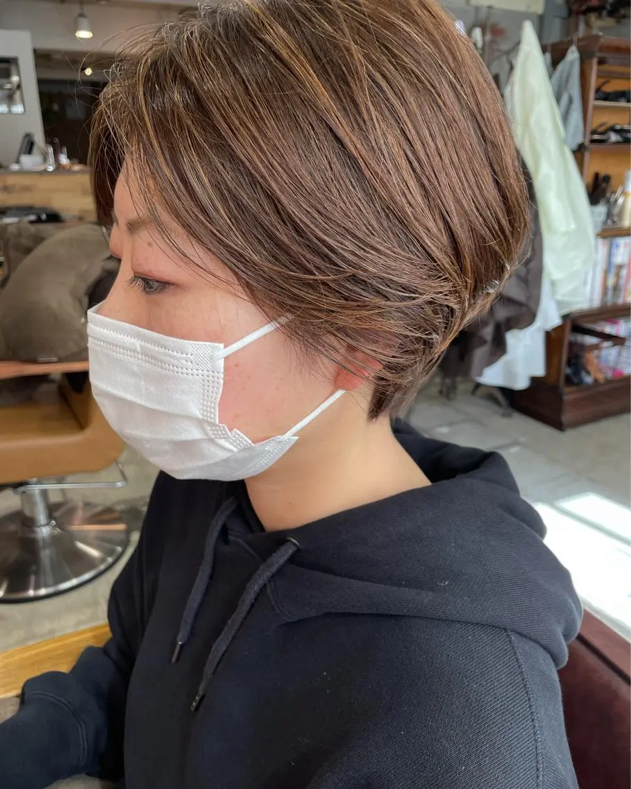 ショート ハイライト カット ヘアカラー トリートメント ayane⭐️ボブ・ ショート・パーマのヘアスタイル