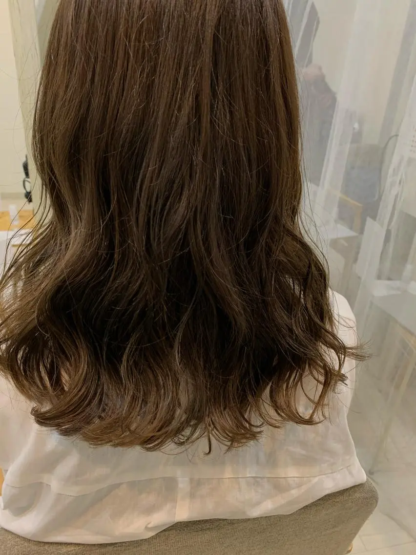 セミロング パーマ ヘアアレンジ セミロングパーマ デジタルパーマ takebuchi harukaのヘアスタイル