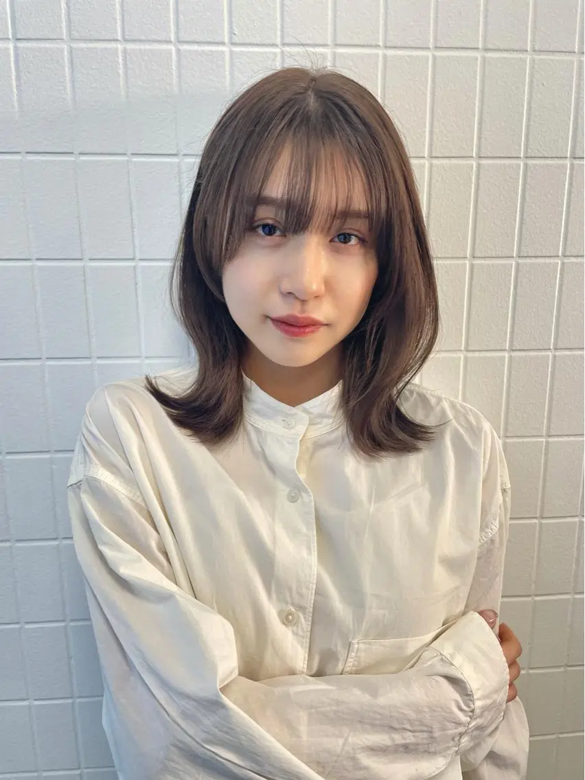 ミディアム カラー ベージュカラー 韓国風ヘア カット ヘアカラー カラー/レイヤー/ 髪質改善/PAAQのヘアスタイル
