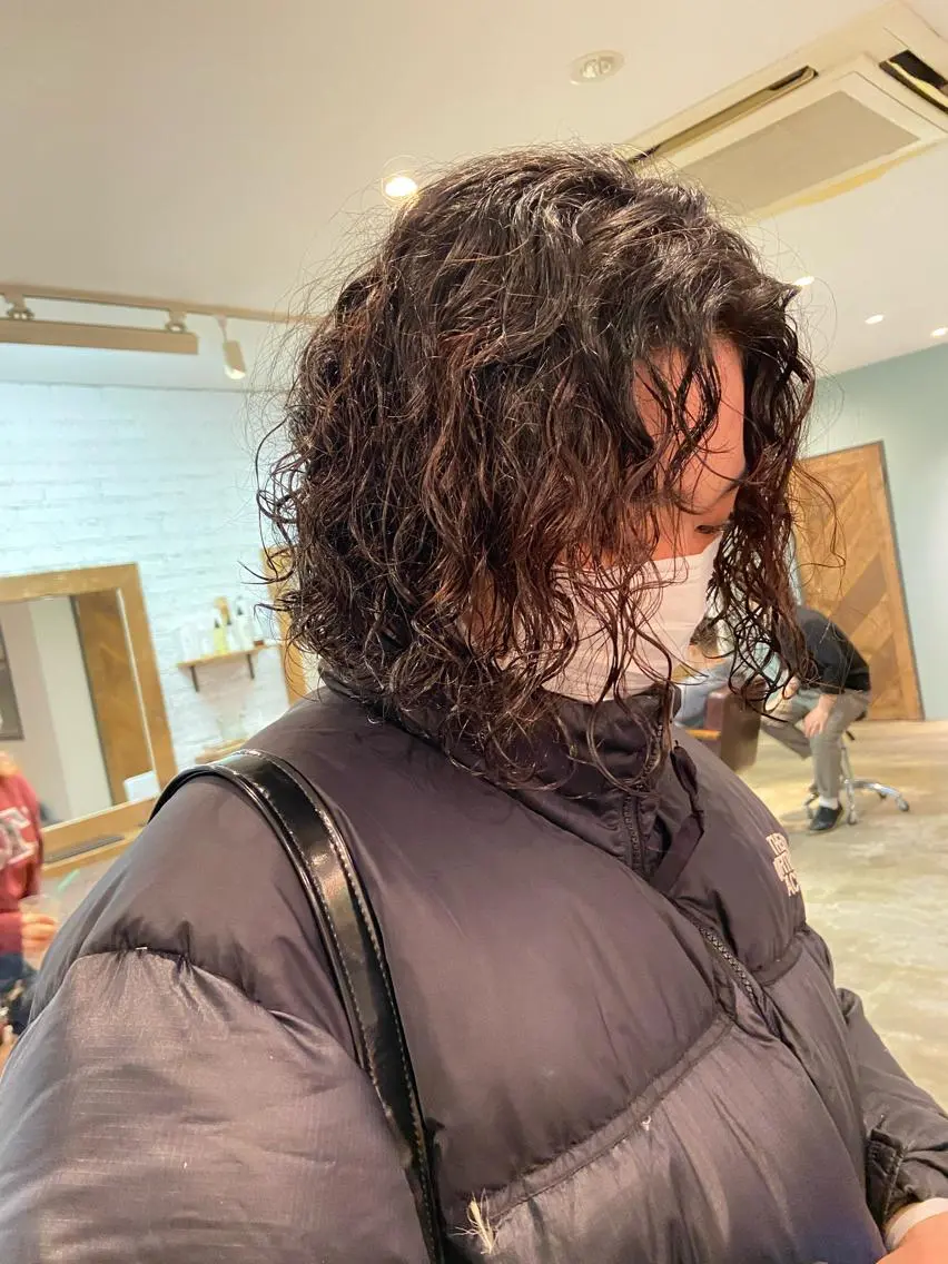 ミディアム パーマ ミディアムパーマ ボブ 原一真/ 外国人ショートヘアのヘアスタイル