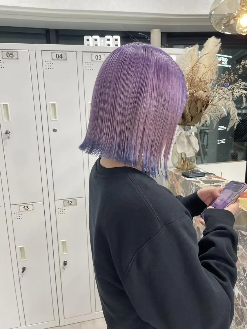 ミディアム カラー グラデーションカラー パープルカラー 🎀ブリーチ ハイト ーン ♡Kanon♡のヘアスタイル