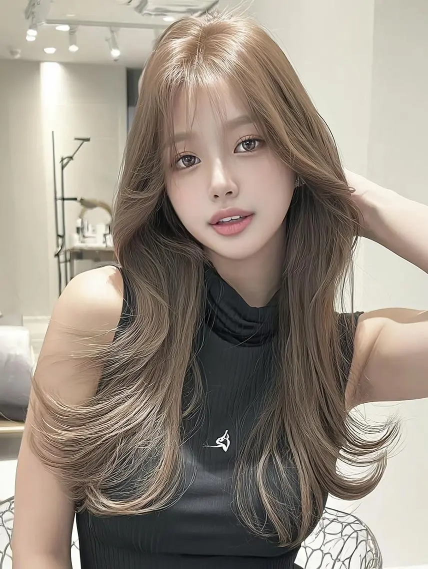 セミロング 顔周りカット 髪質改善 韓国風ヘア レイヤーカット ヘアカラー トリートメント FOCUS JAPAN4のヘアスタイル